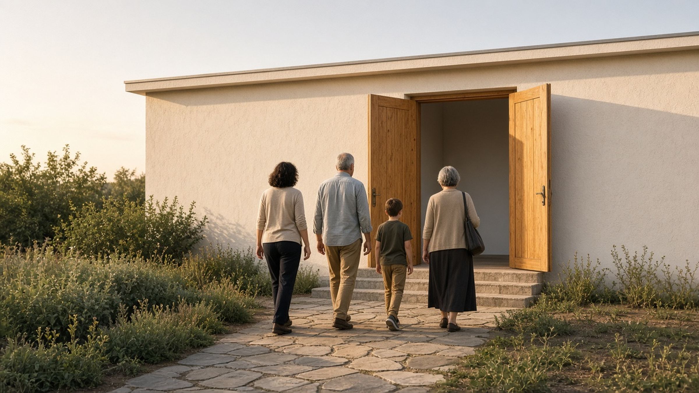 Illustrative photo of people arriving for a community gathering